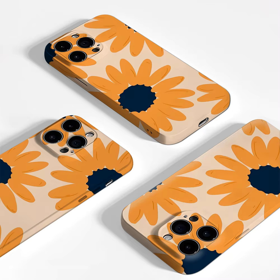 Handyhülle mit Retro Gänseblümchen Design in Orange für Apple iPhone 11 bis iPhone 17 Pro Max Plus mit doppelschichtiger Rückseite - Bild 3