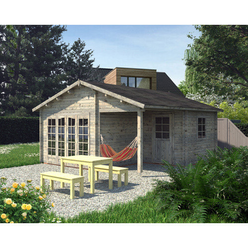 Palmako Irene Blockbohlenhaus aus Fichtenholz in Grau mit Satteldach und Boden B/H/T: 530 x 321 x 550 cm - Bild 3
