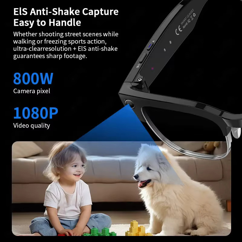 LIGE AI Smart-Brille mit 4K-Kamera, wasserdichte Bluetooth-Sonnenbrille mit Farbwechsel-Linse für HD-Videoaufnahmen und Anrufe, Schwarz/Transparent - Bild 5