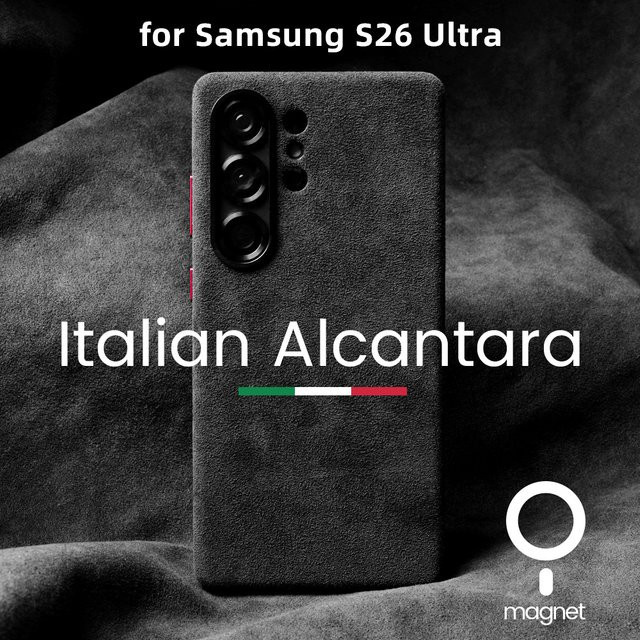 Luxuriöse Magnetische Alcantara Handyhülle für Samsung Galaxy S26 Ultra 5G in Schwarz - Bild 1