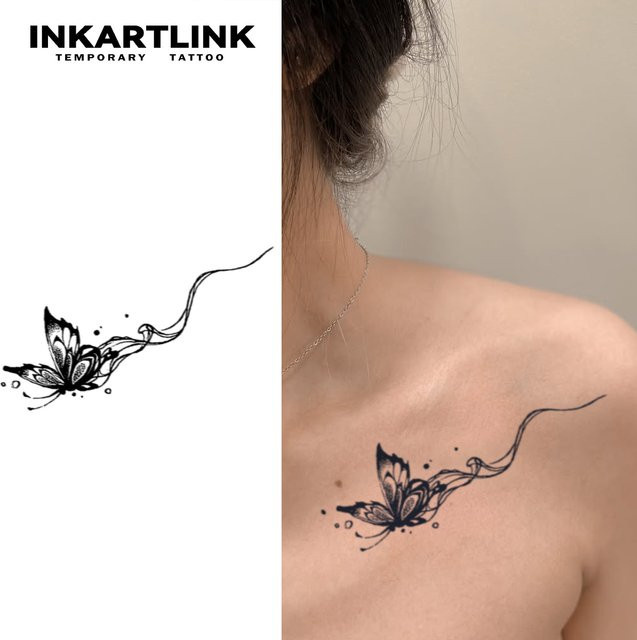 INKARTLINK Temporäre Tattoo-Aufkleber Schmetterlinge im Flug, wasserfest - Bild 1