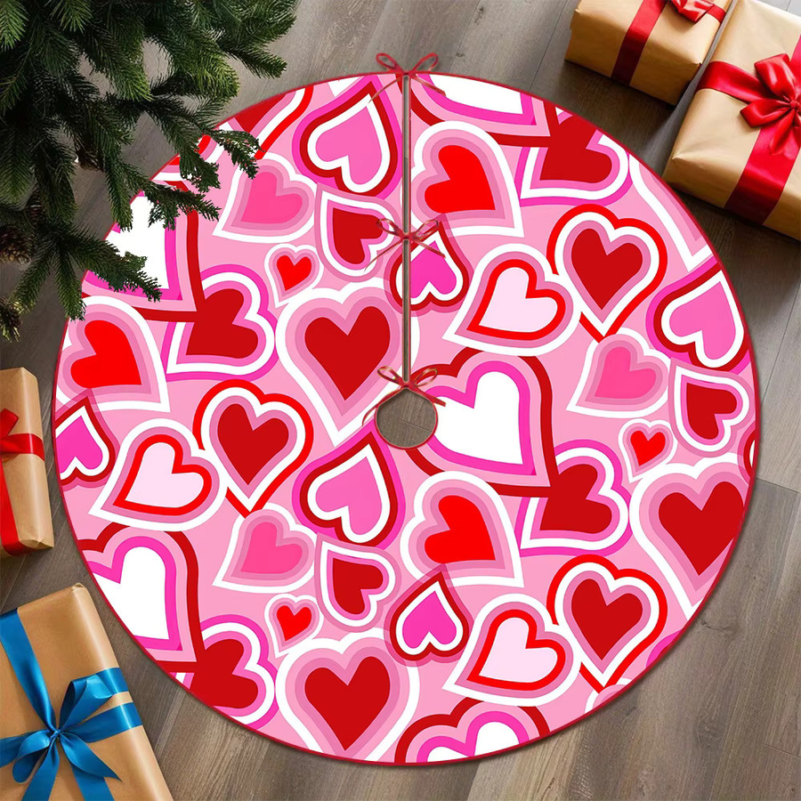 VIKAMA Weihnachtsbaumrock mit Pink Heart Design in Pink für deine Heimdekoration - Bild 2