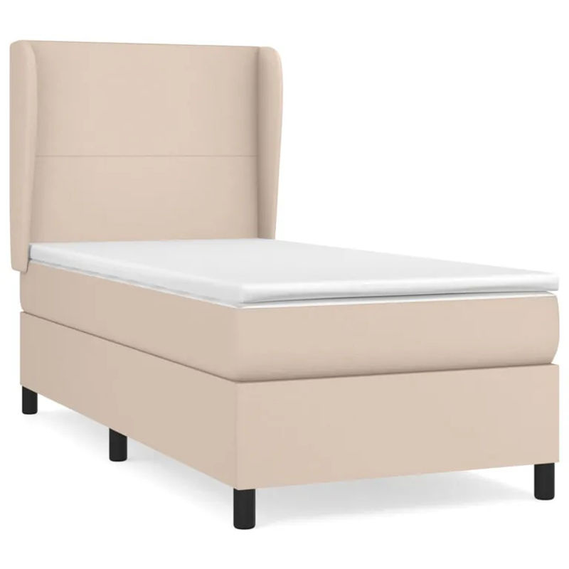 Vidaxl Kontinentalbett mit Matratze in Beige, modernes Boxspringbett aus Kunstleder, B/T: 90 x 190 cm - Bild 2