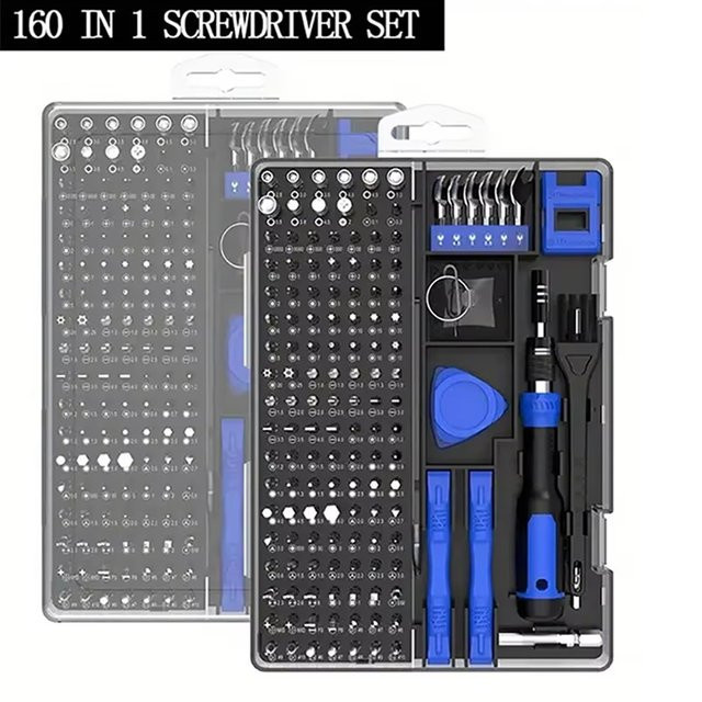 Galacok 160-in-1 Präzisions-Schraubendreher-Set mit magnetischen Bits, Reinigungsbürste, Pinzette und Hebelstange für Multifunktions-Reparaturen - Bild 1