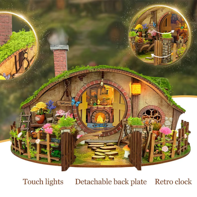 ELEVEN-CUTE DIY Holz Magic Ring Casa Miniaturmodellbausatz Puppenhaus mit Möbeln in Natur/Holzfarben - Bild 2
