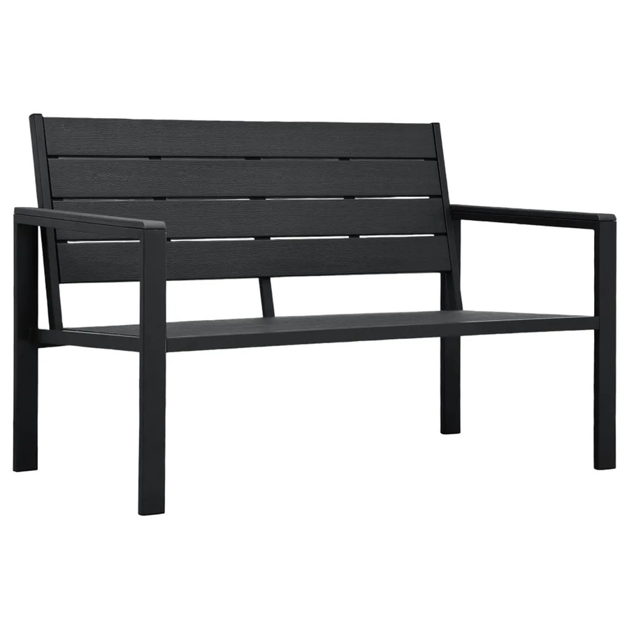 vidaXL Gartenbank aus HDPE in Schwarz mit Holz-Optik für den Außenbereich B/T/H: 120 x 64 x 78 cm - Bild 2