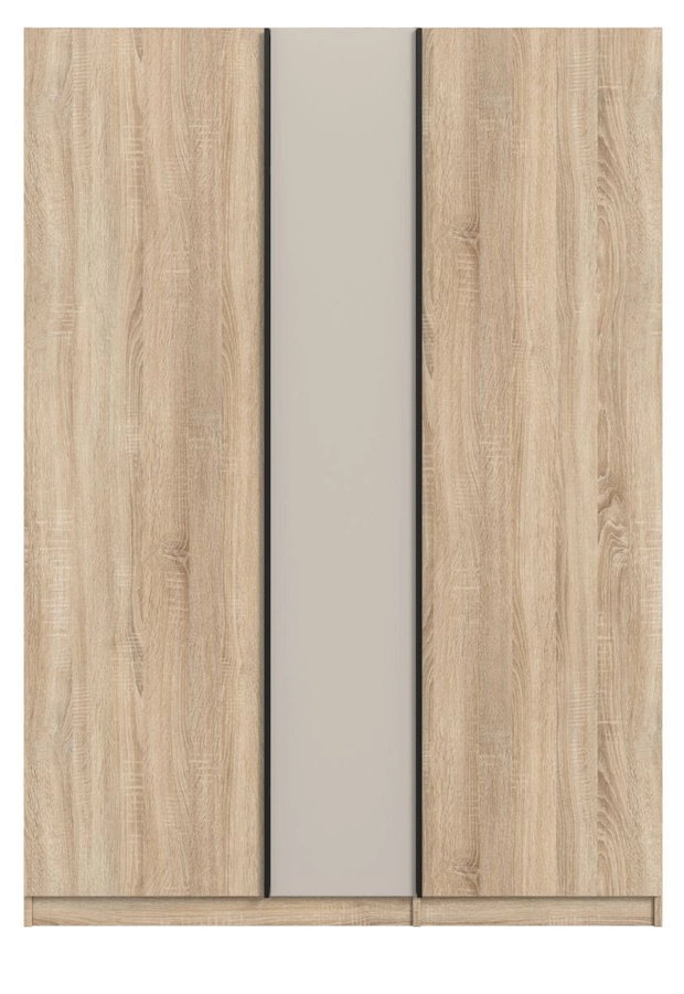 Kleiderschrank Girona 3-türig in Eiche und Kaschmir, B/T/H: 130 x 53 x 183 cm - Bild 2