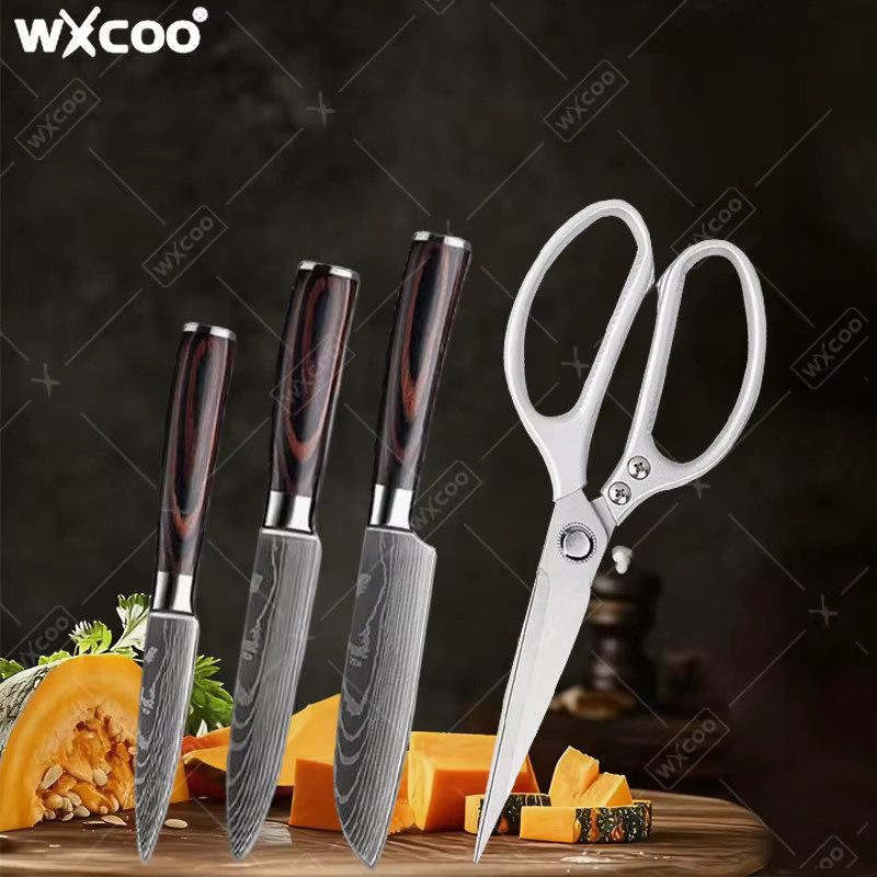 WXCOO Professionelles Küchenmesser-Set mit Santoku-Messer, Fleischbeil und Hühnerknochen-Schere - Bild 3
