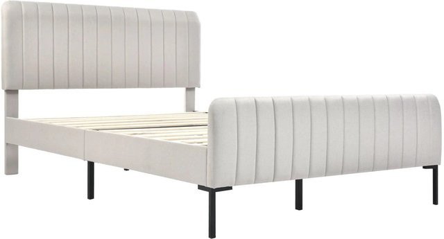 Merax Polsterbett mit verstellbarem Kopfteil in Grau und Beige, B/T/H: 160 x 200 x 209 cm - Bild 1