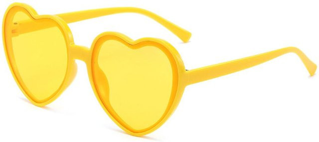 Herzförmige Sonnenbrille für Damen, gelb, Kunststoff, Vollrand - Bild 1