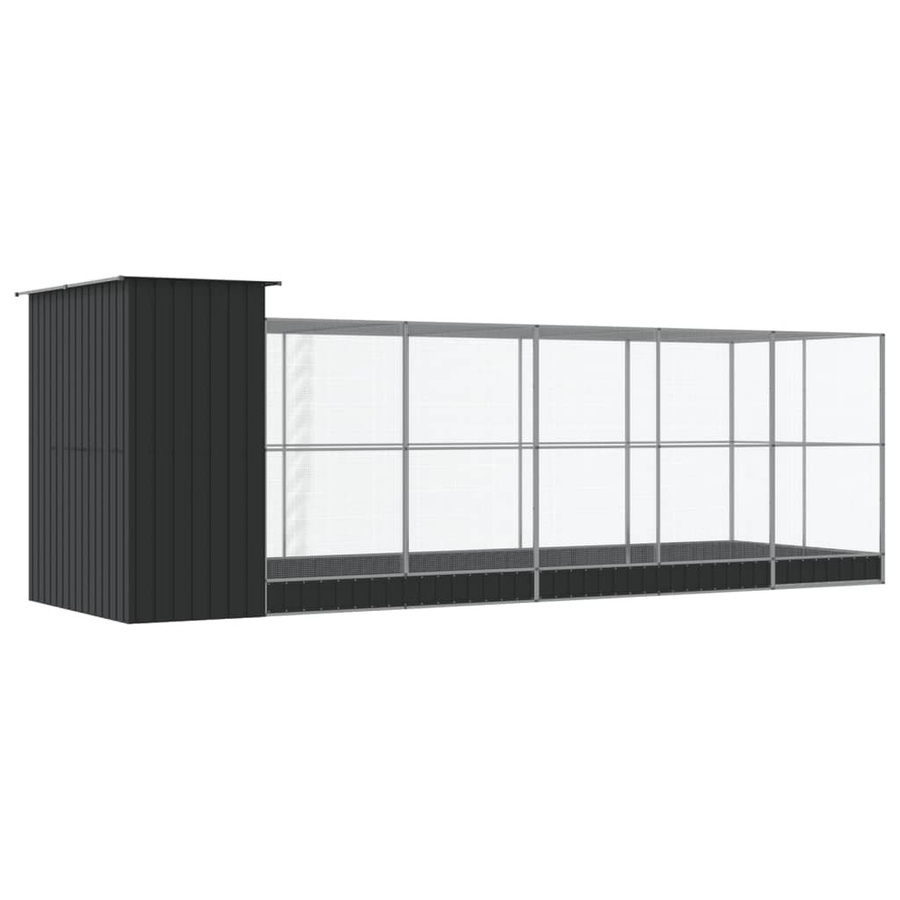 Vidaxl Voliere mit Erweiterung aus Stahl in Silber, B/T/H: 623 x 203 x 216 cm - Bild 2