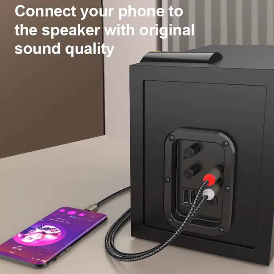 Byscoon RCA Audio Splitter Kabel von 3,5mm Klinke auf 2RCA in Schwarz für Computer, Lautsprecher, Verstärker und Home Theater - Bild 4