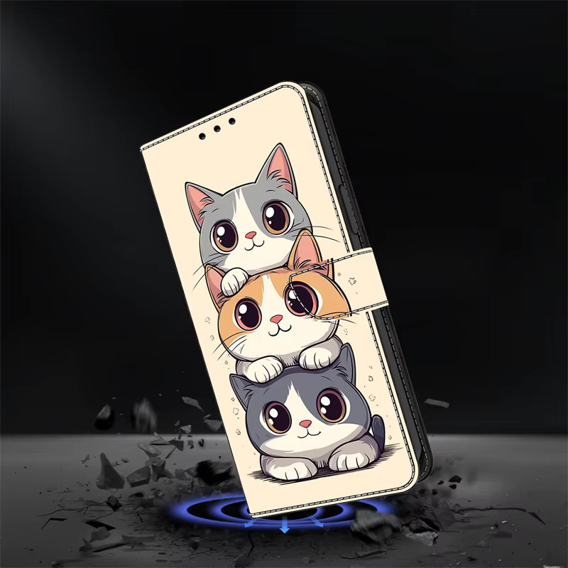 Samsung Galaxy Smartphone Wallet Case mit Standfunktion und Cat Painted Design in Multicolour - Bild 3