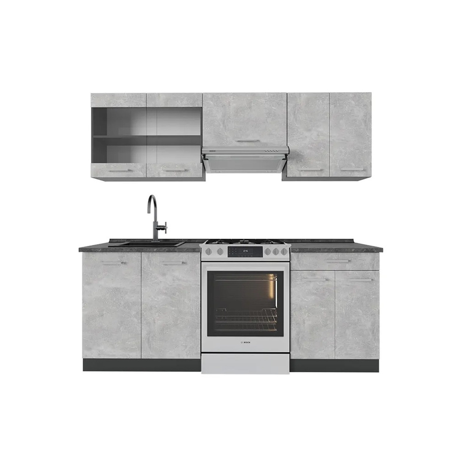 Vicco R-Line Küchenzeile modern in Beton-Optik und Anthrazit, Breite: 200 cm - Bild 2