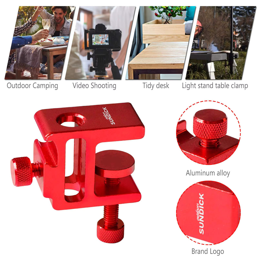 Alloet Tischklemme aus Aluminiumlegierung in Rot, verstellbare Lichtmast-Montageklemme und Laternenhalterung für einen Durchmesser von 10–12 mm - Bild 3