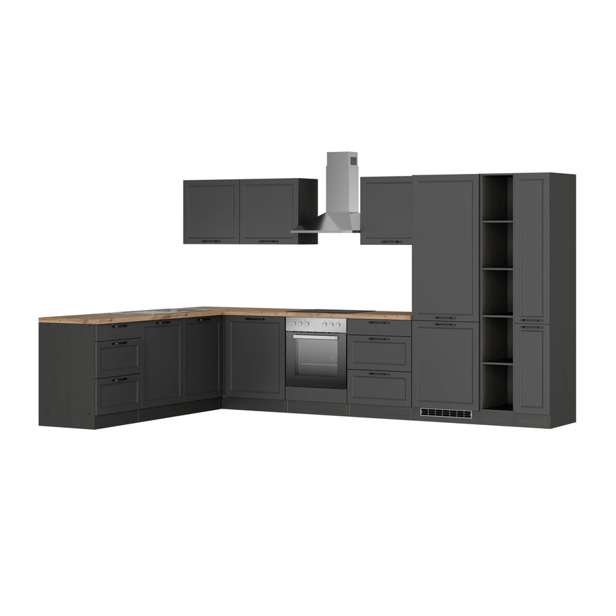 Held Winkelküche Kempten in Landhaus Optik mit Elektrogeräten, Farbe Graphit/Grau, Breite: 360 cm - Bild 2