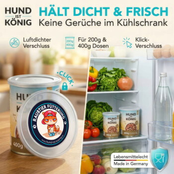 HUND IST KÖNIG Dosendeckel in Beige, BPA-freier Kunststoffdeckel für Tierfutter-Dosen (400g und 200g) - Bild 2