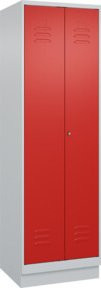 C+P PSA Doppel-Spind Classic PLUS mit Sockel, 2 Abteile, Stahlkonstruktion, grau/rot, B/T/H: 195 x 60 x 50 cm, mit Zylinderschloss und Soft-Anschlag - Bild 1