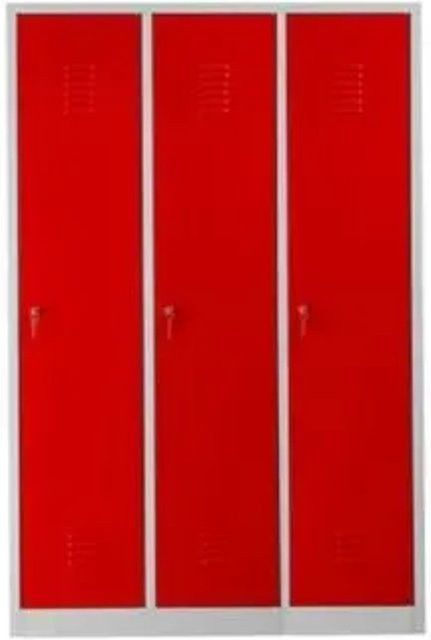 PROREGAL Garderobenspind Camel mit 3 Fächern und Zylinderschloss, Grau-Rot, H x B x T: 180 x 119 x 50 cm - Bild 1