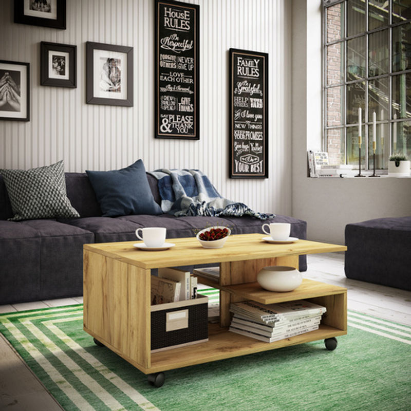 VCM Couchtisch Stango in Eiche Honig mit Rollen, braun, B/T/H: 80 x 50 x 40 cm - Bild 3