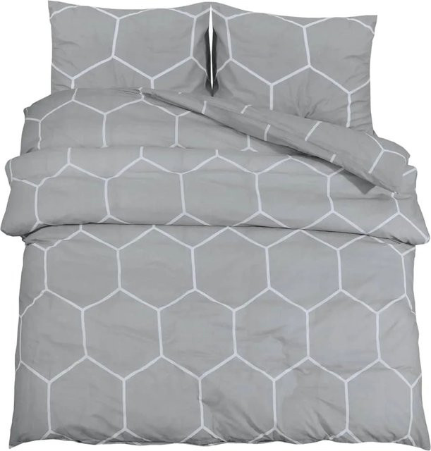 vidaXL Bettwäsche-Set aus Baumwolle in Grau, bestehend aus Bettbezug und Kopfkissen, B/H: 260 x 220 cm - Bild 1