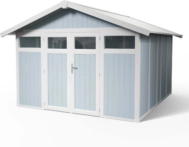 Grosfillex Gartenhaus Utility Gerätehaus aus Kunststoff in Graublau mit 11 m2 Stellfläche - Bild 1