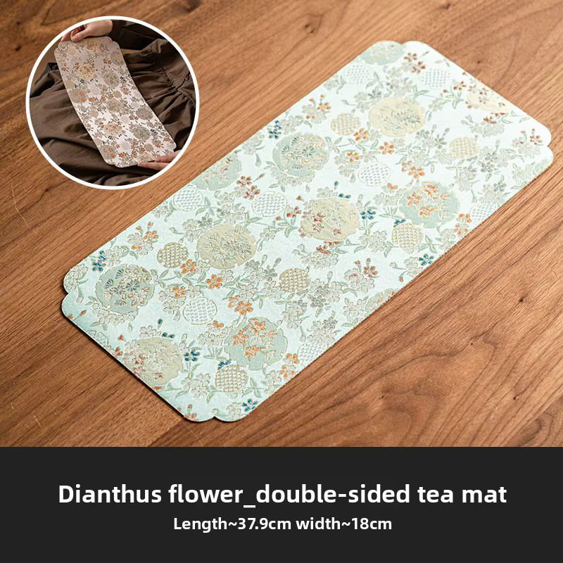 Wasserdichte Teematte mit Dianthus-Blumenmuster, doppelseitig nutzbare Zen-Tischmatte in Multicolour, ideal als Topfuntersetzer oder Trockentisch - Bild 5