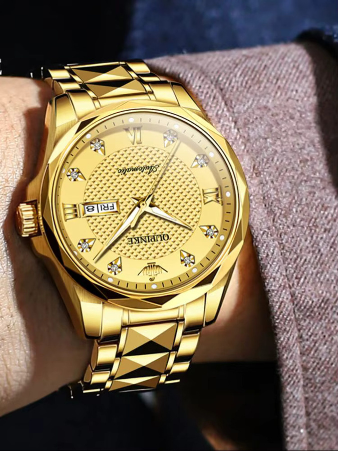 OUPINKE Armbanduhr Automatik, Edelstahl, Gold, Herren - Bild 6