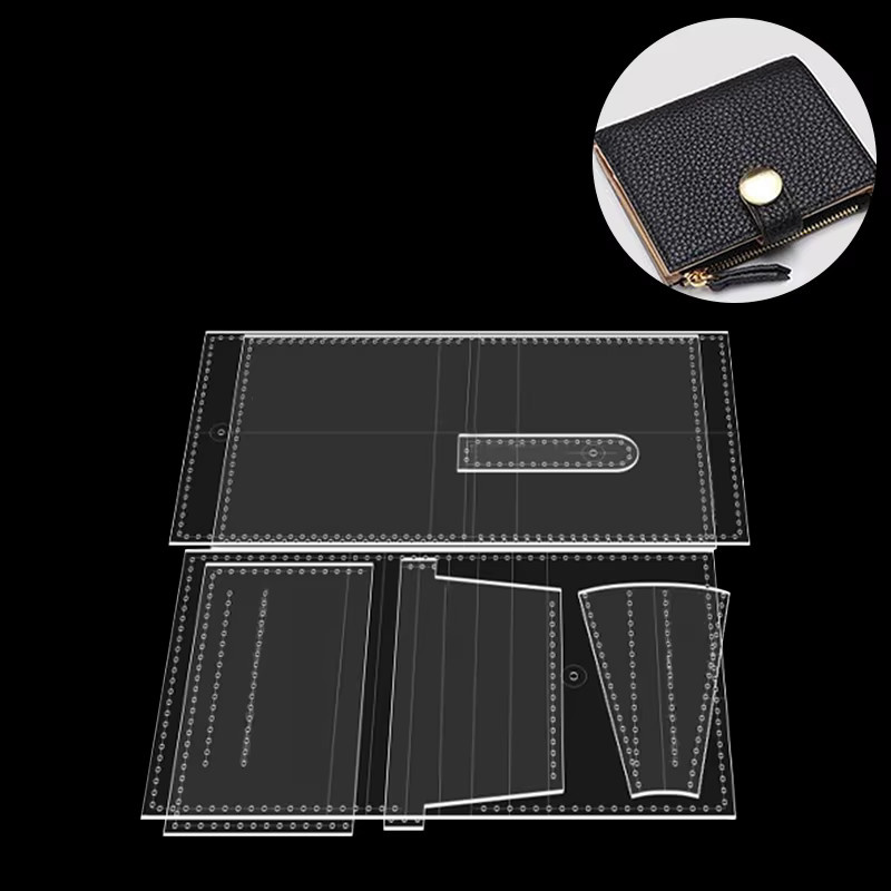 YOMDID 7 Stück Acryl-Vorlagen für handgefertigte Leder-Geldbörsen und DIY-Reißverschlüsse - Bild 3