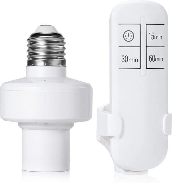 Viesrita E27 Lampenfassung mit Fernbedienung und Timer in Weiß - Bild 1