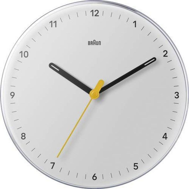 Braun 67683 Quarz Wanduhr in Aktivweiß Matt, Rundes Design mit geräuschlosem Leisegang-Uhrwerk und Glasabdeckung, Durchmesser: 23 cm - Bild 1