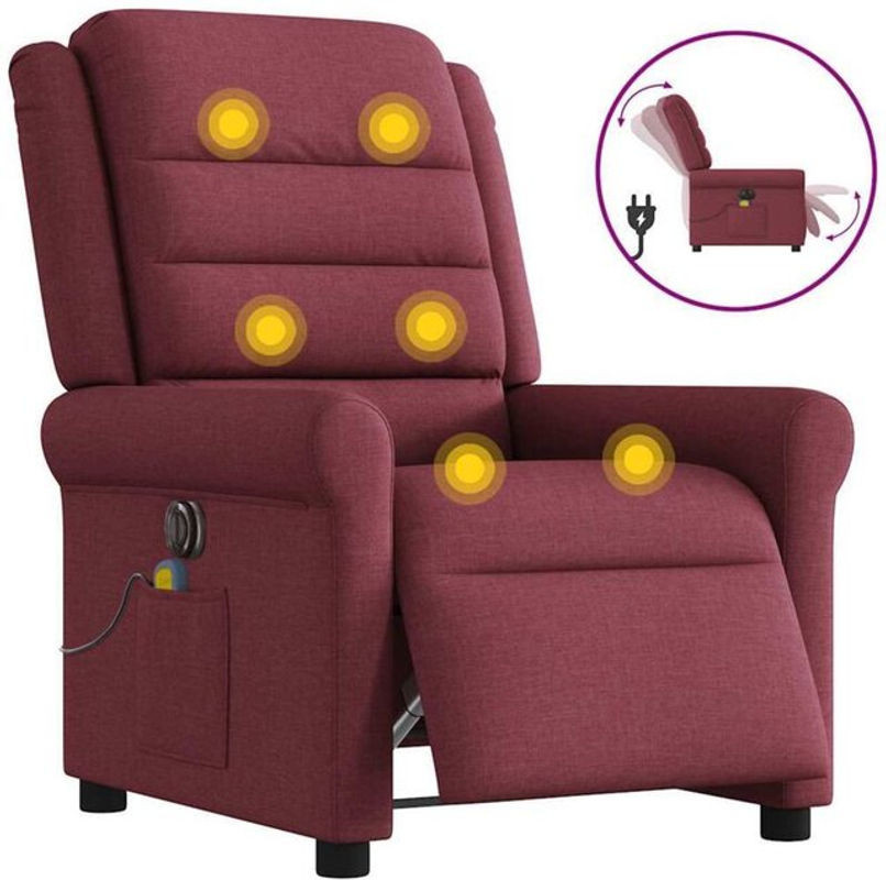 Elektrischer Massagesessel Relaxsessel von vidaxl in Rot aus Stoff - Bild 1