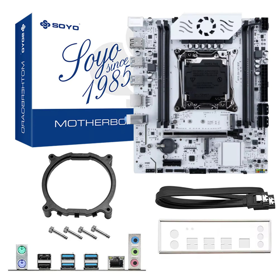 SOYO X99 Motherboard C612 Chipset mit LGA2011-3 Sockel, Dual Channel DDR4 Support, M.2 NVMe und TPM 2.0, Farbe: Weiß - Bild 4