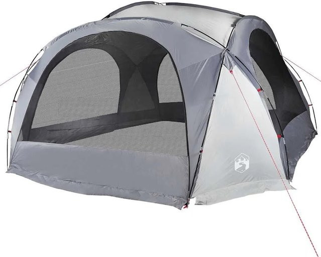 vidaXL Partyzelt Weiß und Grau aus Polyester und Glasfaser mit Netzwänden und Tragetasche B: 455 cm, T: 455 cm, H: 240 cm - Bild 1