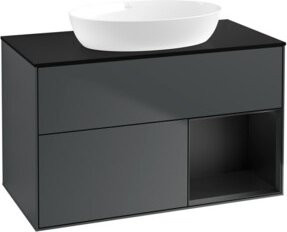 V&B Waschtischunterschrank Finion 100 mit Wandbeleuchtung in Blau lackiert, B/T/H: 100 x 50,1 x 50,1 cm - Bild 1