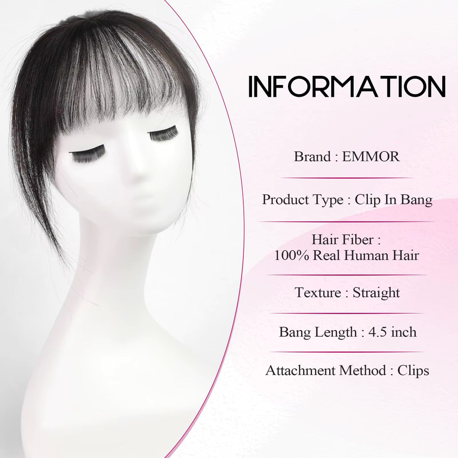 HAIRCUBE Clip-in-Air-Wispy-Fransen aus 100 % Echthaar, Schwarz, Damen - Bild 3