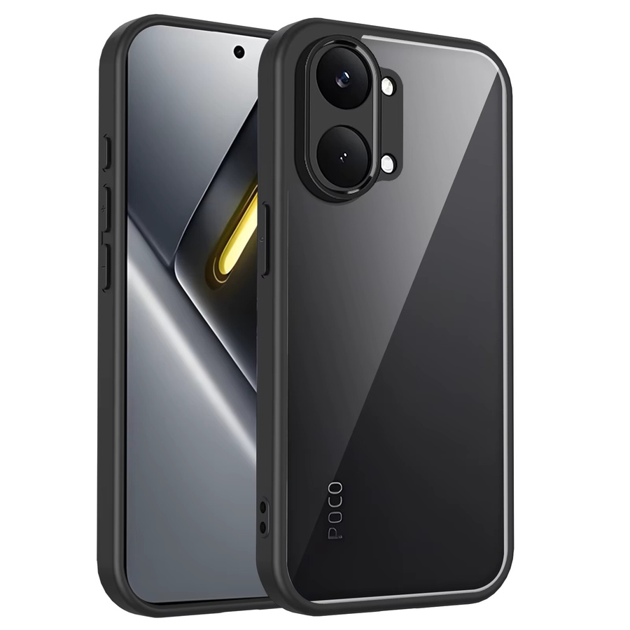 Xiaomi Poco X8 Pro Max Handyhülle aus Silikon mit transparenter matter Rückseite und Stoßfänger-Schutz in Transparent/Grau - Bild 2