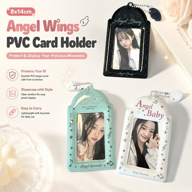 Ins-Style Engelsflügel PVC-Kartenhülle für 3-Zoll-Fotokarten als transparenter Schlüsselanhänger zur Aufbewahrung und zum Display von Idol-Bildern - Bild 1