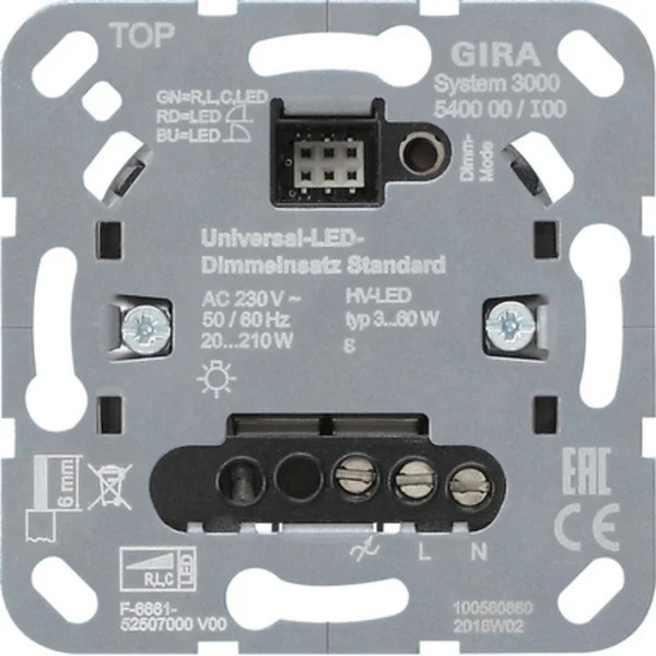 GIRA S3000 Uni-LED-Dimmeinsatz Standard zum Schalten und Dimmen von LED- und Halogenlampen - Bild 1