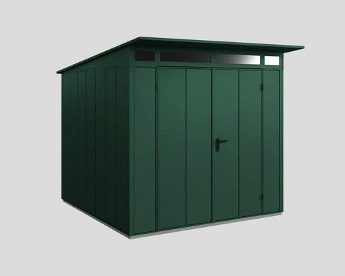 Ecostar Gerätehaus Elegant-P aus Metall in Grün mit Pultdach und Doppeltür, B/H/T: 238 x 232,3 x 238 cm - Bild 1
