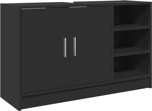 vidaXL Waschbeckenunterschrank für das Badezimmer in Schwarz aus Holzwerkstoff mit mattem Finish, B/T/H: 90 x 29 x 55 cm - Bild 1