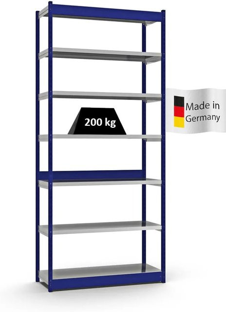 PROREGAL Fachbodenregal Stecksystem mit 7 Ebenen in Blau, H x B x T: 300 x 132,5 x 40 cm - Bild 1
