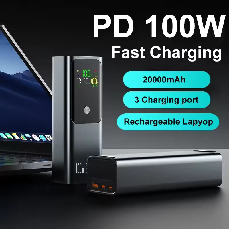 PD100W Power Bank mit 20000 mAh Kapazität und Schnellladefunktion für Laptop und iPhone, USB-C, in Schwarz oder Silber - Bild 2