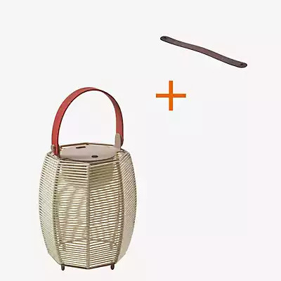 Bover Tanit LED Akkuleuchte aus Rattan in Beige im Boho-Design - Bild 1