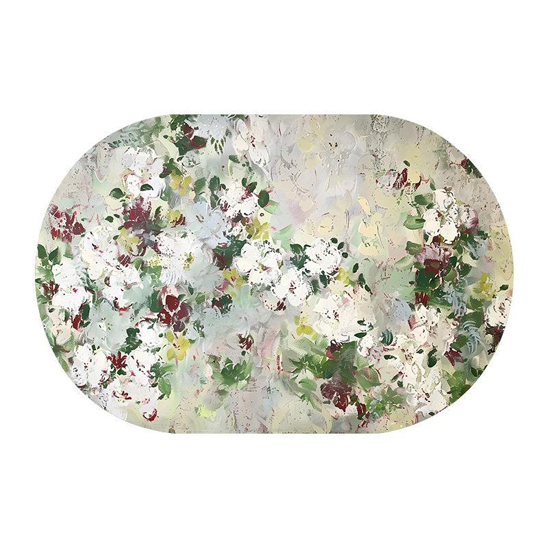 Yiran Furniture Badezimmer Matte Oval mit Blumenmuster, rutschfest und schnelltrocknend, B/T: 60 x 40 cm - Bild 2