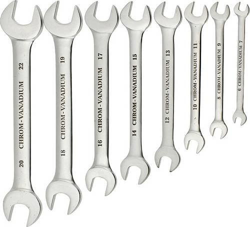 Kwb Doppel-Maulschlüssel-Satz 8teilig aus Chrome Vanadium in Silber, Schlüsselweite metrisch 02 - 56mm - Bild 1