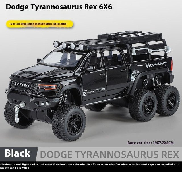 Linyi Toy Car Dodge Mammoth 1000 6*6 Trx Ram Hennessey Off Road Pickup Suv, Modellauto, 1:32, Metall, ab 4 Jahren - Bild 1