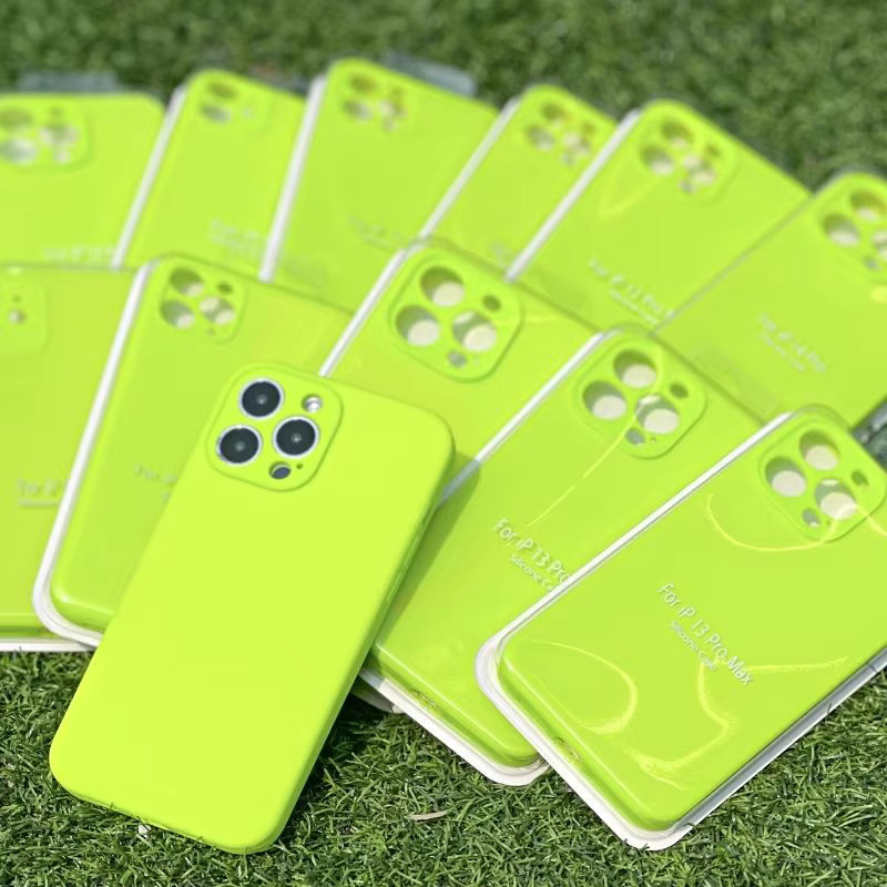 Neon Flüssigsilikon Schutzhülle für Apple iPhone 16 17 Pro Max 15 Pro Max 14 13 XS Max mit Linsenabdeckung in Multicolour und Orange - Bild 3