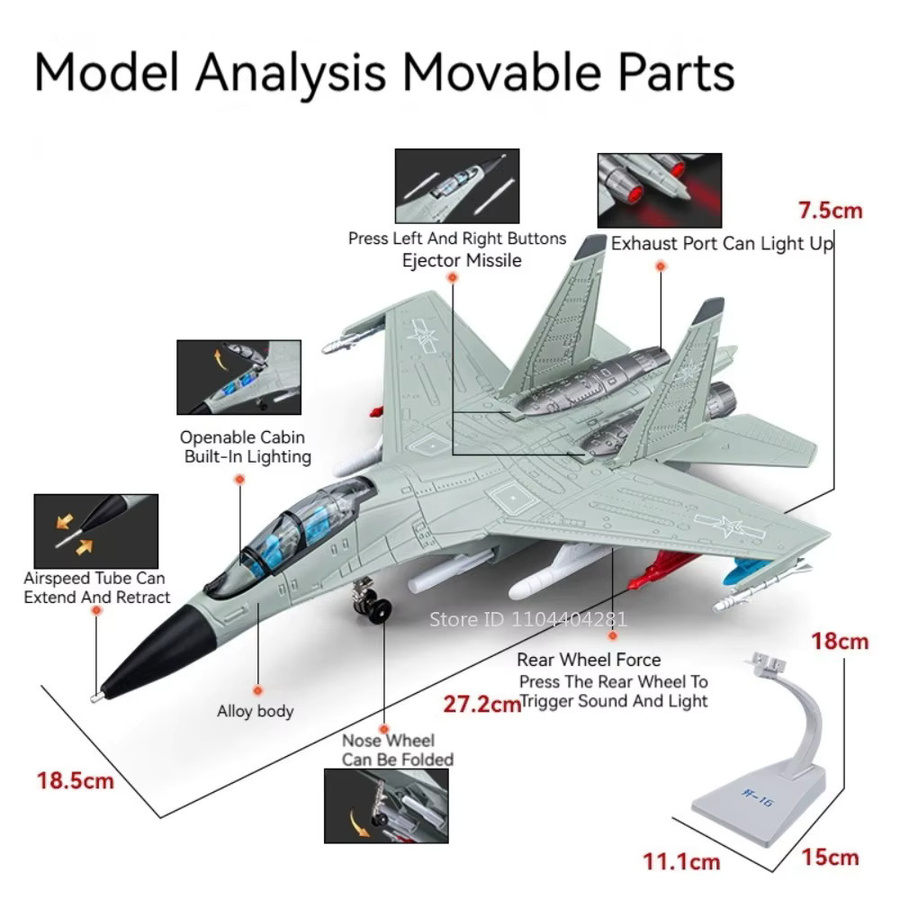 RMZ city J-16 Multirole Fighter, Diecast Modell, 1:81, Metall, mit Licht und Sound - Bild 2