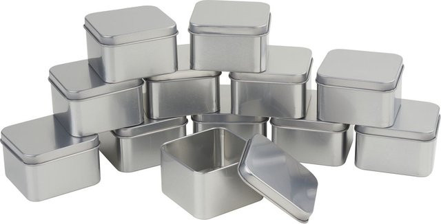 VBS Metalldosen Quadratisch in Silber, 12 Stück - Bild 1